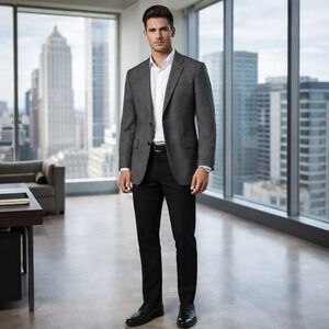 Joseph & Feiss Blazer Mens 48 Regular Gray Wool Old Money